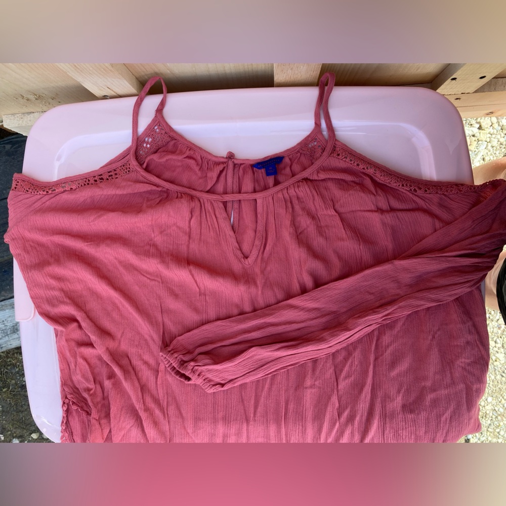 Aeropostale Coral Pink Cold Shoulder Top